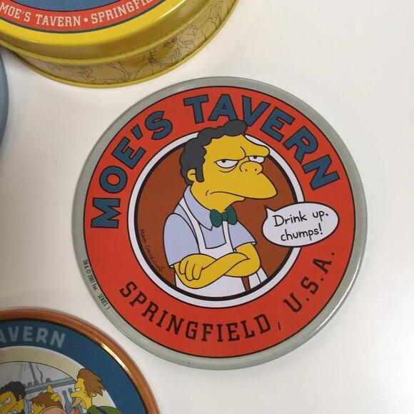 The Simpsons Duff Beer 4 Coaster Set in Tin 2001 - Picture 3 of 6